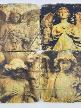 vintage angel artwork coasters set of 4 with cork backing an englishman In la